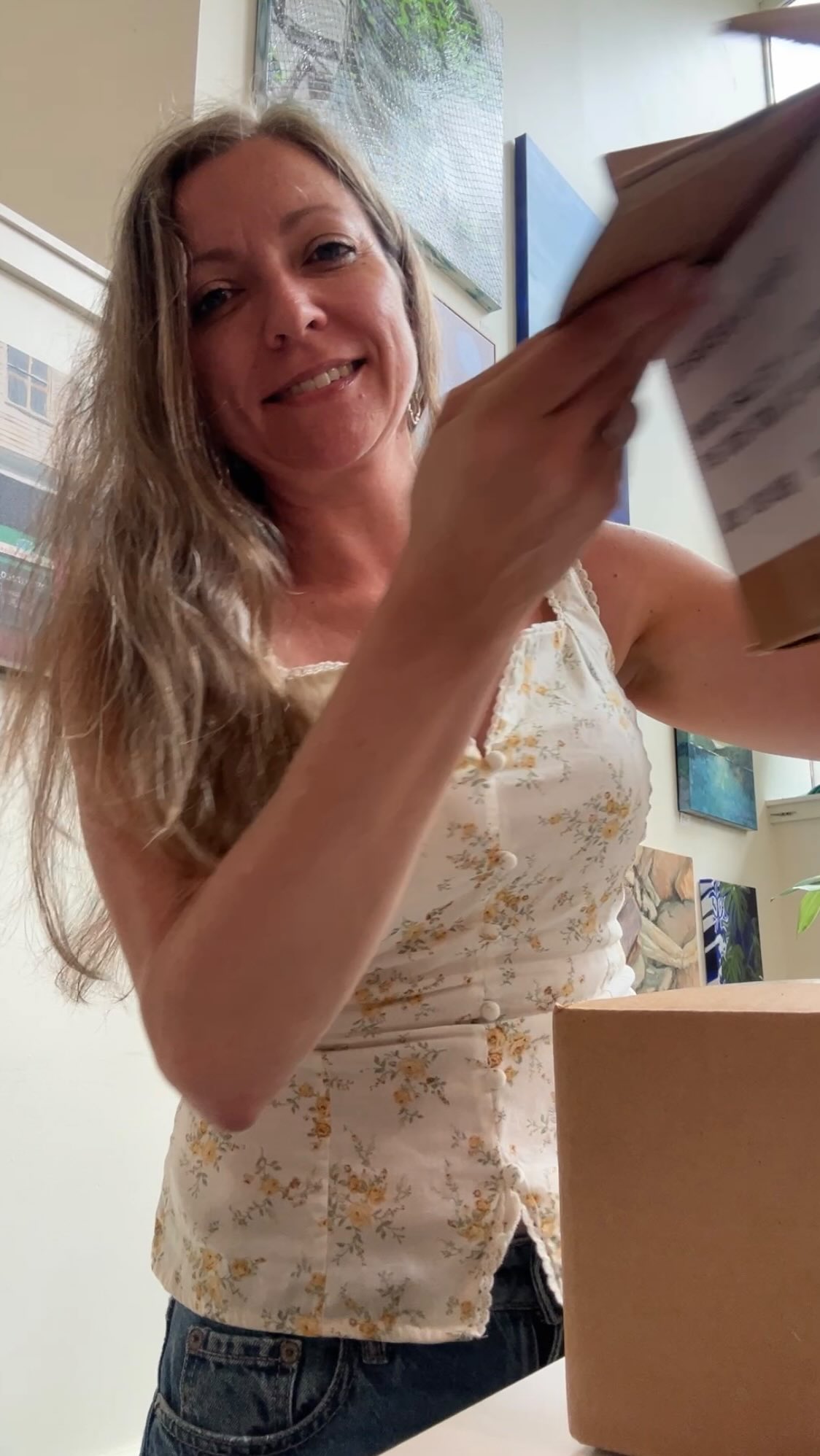 It’s so fun to see these! Newly arrived at @maineartcollective at Moulton and Middle Street in Portland, Maine; packed full of beautiful artists and galleries throughout our postcard state! #mainelife #maineart #mainegallery #originalart #unboxing 
(I’m gallery sitting at 157 Middle Street… 9 Moulton got their copies today too!)